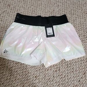 Craft White Shiny Sport Shorts, M